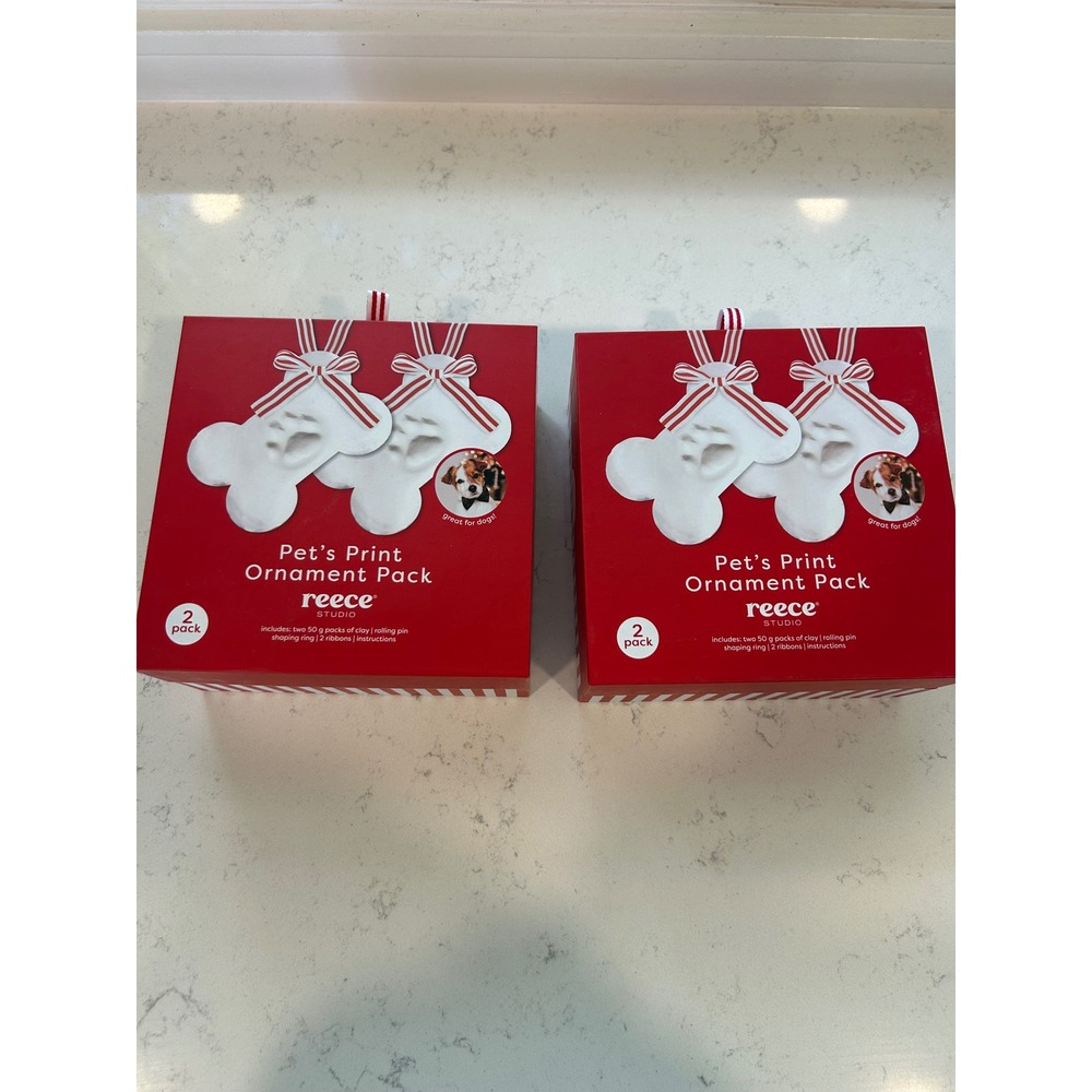 Lot of 2 Reece Studio Pets Print Ornament Pack Dog Paw Print Clay Keepsake Kit